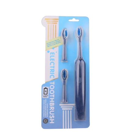 Battery Powered Roman Pillar Design Electric Toothbrush with 3 Heads Model: BBKH06(Navy Blue)