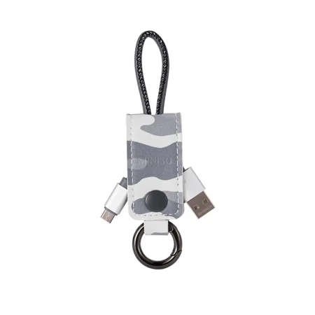 Camouflage Micro Charging Cable with Key Chain (Grey)