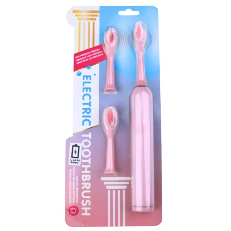 Battery Powered Roman Pillar Design Electric Toothbrush with 3 Heads  Model: BBKH06(White)